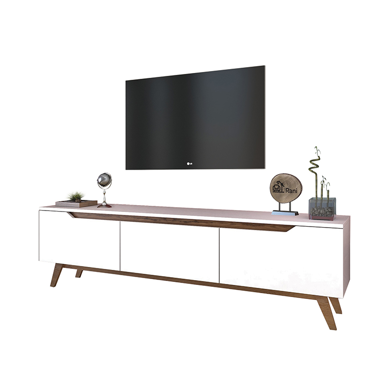 Έπιπλο Τηλεόρασης Kasandra Pakoworld Λευκό-Καρυδί 180X35X48,5Εκ