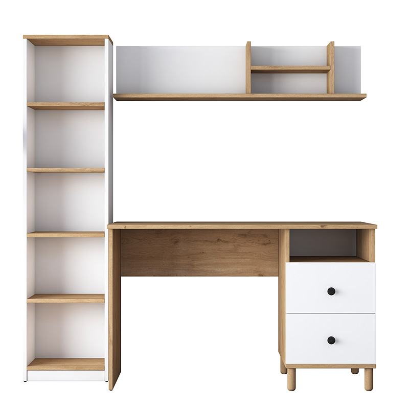 Γραφείο Με Βιβλιοθήκη Goldie Pakoworld Λευκό-Φυσικό 160X50X161.8Εκ Γραφείο Με Βιβλιοθήκη Goldie Pakoworld Λευκό-Φυσικό 160X50X161.8Εκ