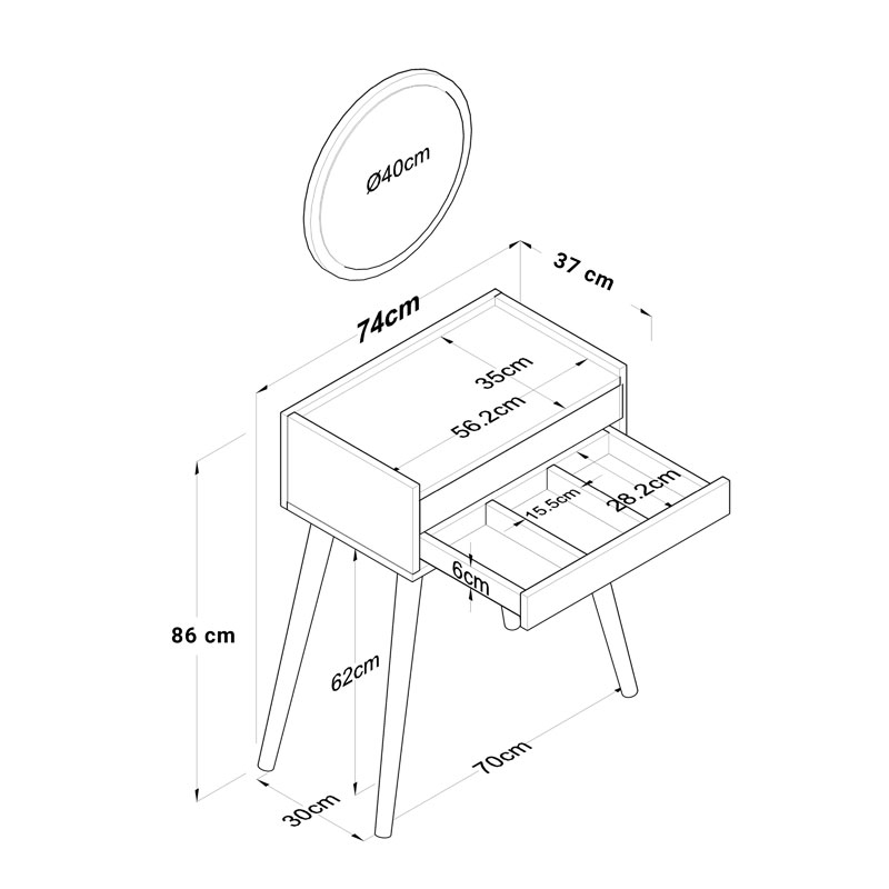 Τουαλέτα Κρεβατοκάμαρας Globy Pakoworld Λευκό 74X37X86Εκ Τουαλέτα Κρεβατοκάμαρας Globy Pakoworld Λευκό 74X37X86Εκ