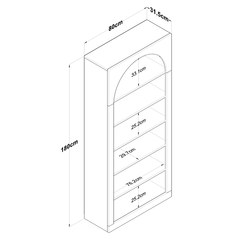 Βιβλιοθήκη Zoel Pakoworld Λευκό Μελαμίνης 80X31.5X180Εκ