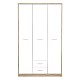 Ντουλάπα Ρούχων Serenity Pakoworld Τρίφυλλη Sonoma-Λευκό 118.5X54X196.5Εκ