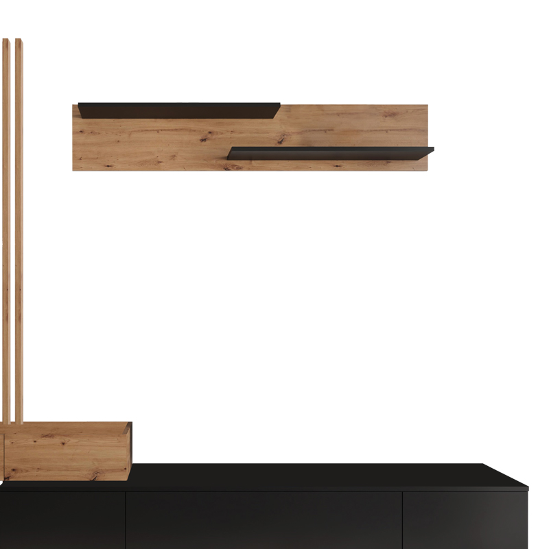 Σύνθετο Σαλονιού Litende Pakoworld Μαύρο-Sonoma Μελαμίνης 249.5X42X199.5Εκ Σύνθετο Σαλονιού Litende Pakoworld Μαύρο-Sonoma Μελαμίνης 249.5X42X199.5Εκ