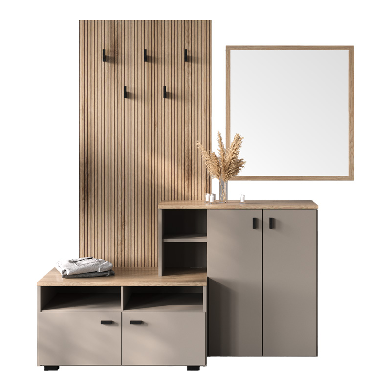 Έπιπλο Εισόδου Ebro Pakoworld Σε Oak-Cappuccino Απόχρωση 150.3X41.2X204.7Εκ Έπιπλο Εισόδου Ebro Pakoworld Σε Oak-Cappuccino Απόχρωση 150.3X41.2X204.7Εκ