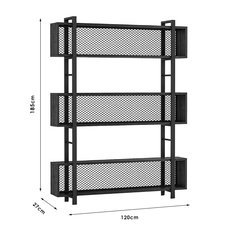 Βιβλιοθήκη Fifer Pakoworld Καρυδί-Μαύρο 120X27X185Εκ Βιβλιοθήκη Fifer Pakoworld Καρυδί-Μαύρο 120X27X185Εκ