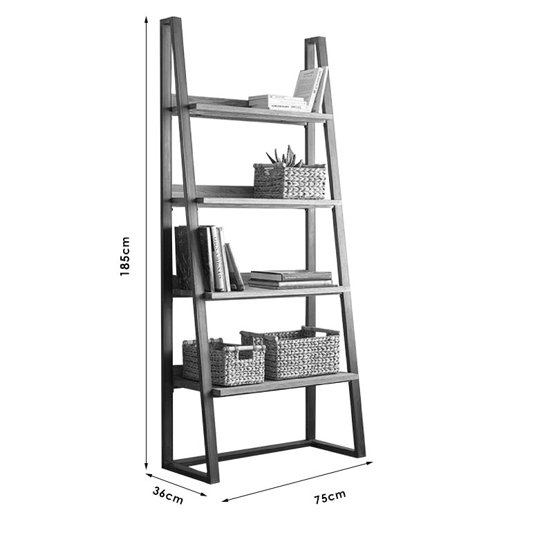 Βιβλιοθήκη Ryder Pakoworld Καρυδί-Μαύρο 75X36X185Εκ Βιβλιοθήκη Ryder Pakoworld Καρυδί-Μαύρο 75X36X185Εκ