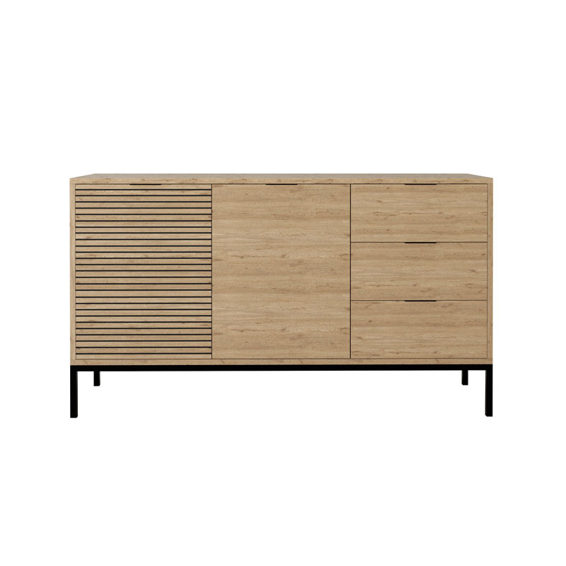 Μπουφές Leodrif Pakoworld Μελαμίνης Oak-Μαύρο 140X40X80Εκ