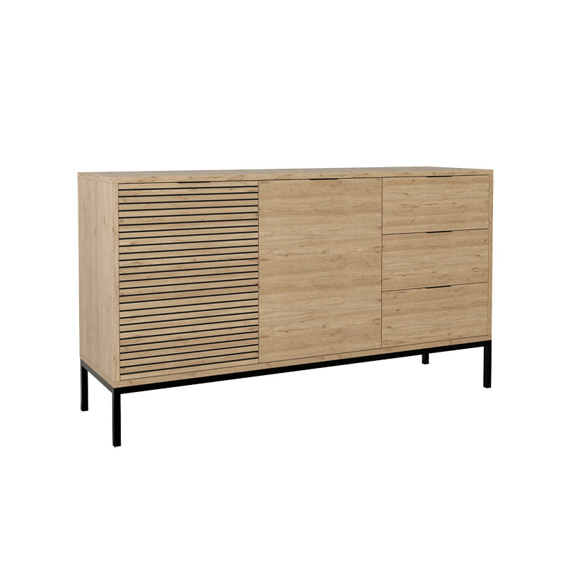 Μπουφές Leodrif Pakoworld Μελαμίνης Oak-Μαύρο 140X40X80Εκ