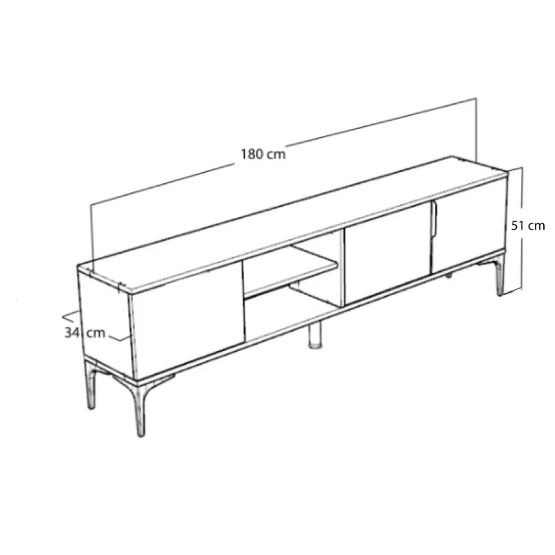 Έπιπλο Τηλεόρασης Kowel Pakoworld Μελαμίνης Λευκό-Oak 180X34X51Εκ