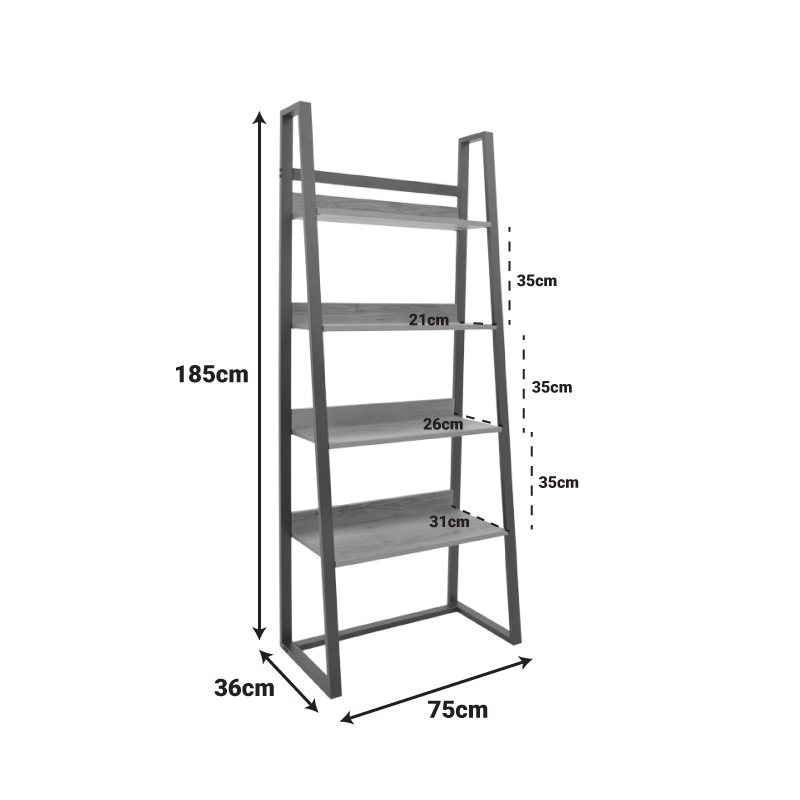 Βιβλιοθήκη Ryder Pakoworld Σε Oak-Μαύρη Απόχρωση 75X36X185Εκ Βιβλιοθήκη Ryder Pakoworld Σε Oak-Μαύρη Απόχρωση 75X36X185Εκ