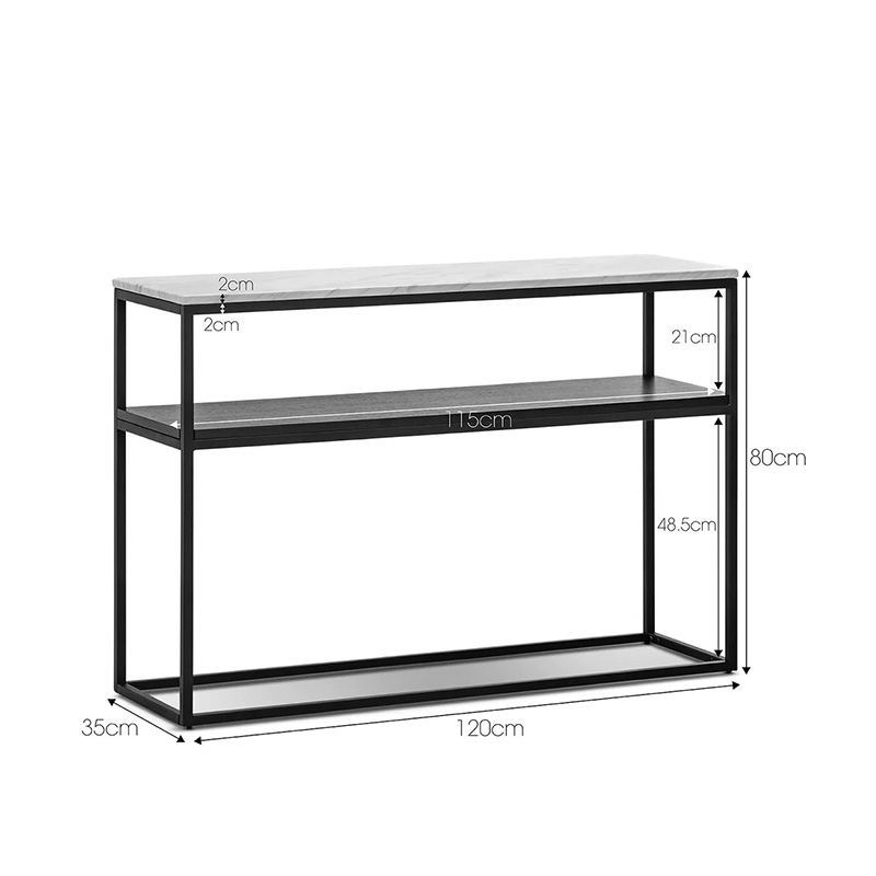 Κονσόλα Castel I Pakoworld Σε Λευκή Όψη Μαρμάρου - Μαύρο Μέταλλο 120X35X80Εκ