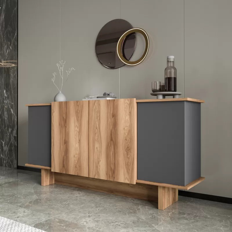 Μπουφές Aramos Pakoworld Σε Ανθρακί - Oak Απόχρωση 180X45X80Εκ Μπουφές Aramos Pakoworld Σε Ανθρακί - Oak Απόχρωση 180X45X80Εκ