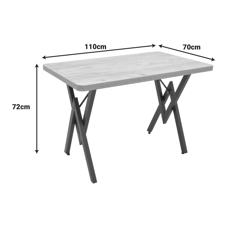 Τραπέζι Vertex Pakoworld Oak Με Μαύρα Μεταλλικά Πόδια 110X70X72Εκ