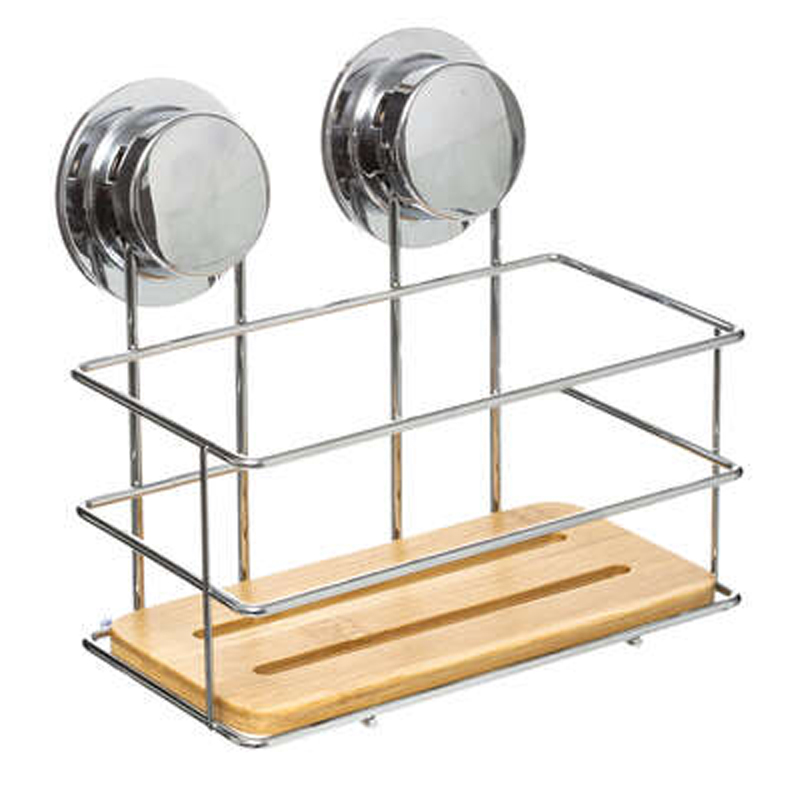 Ραφιέρα Rect Pakoworld Inox Με Βεντούζες Χρώμα Φυσικό 19.5X12.5X18.5Εκ