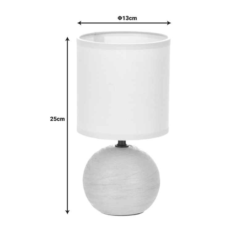 Επιτραπέζιο Φωτιστικό Pwl-1210 Pakoworld Ε14 60W Κεραμικό Γκρι Φ13X25Εκ