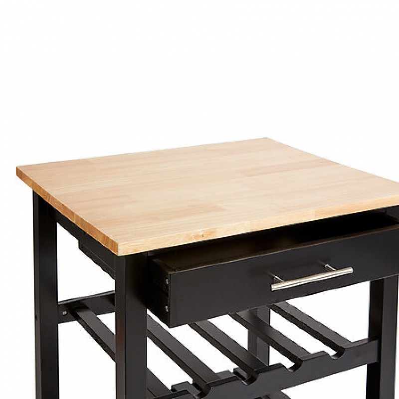 Τρόλεϊ-Ραφιέρα Claude Pakoworld Mdf Μαύρο - Φυσικό 58X48X87.5Εκ