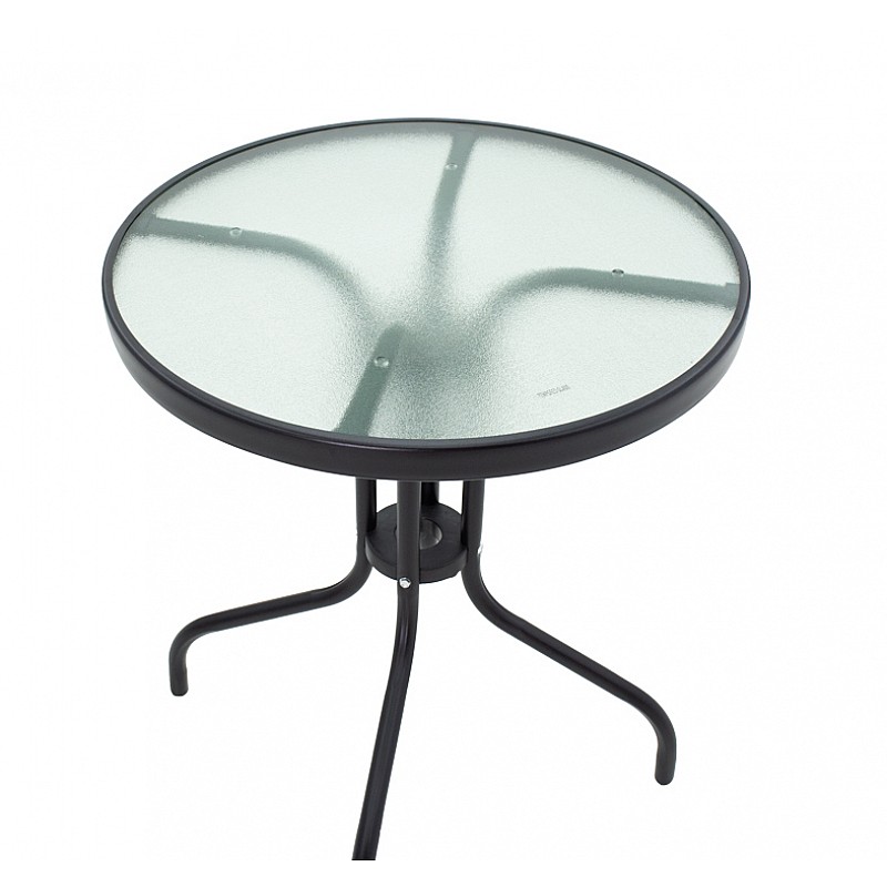 Τραπεζαρία Calan-Watson Σετ 3Τεμ Pakoworld Μέταλλο Μαύρο-Textilene Μαύρο Φ60X70Εκ