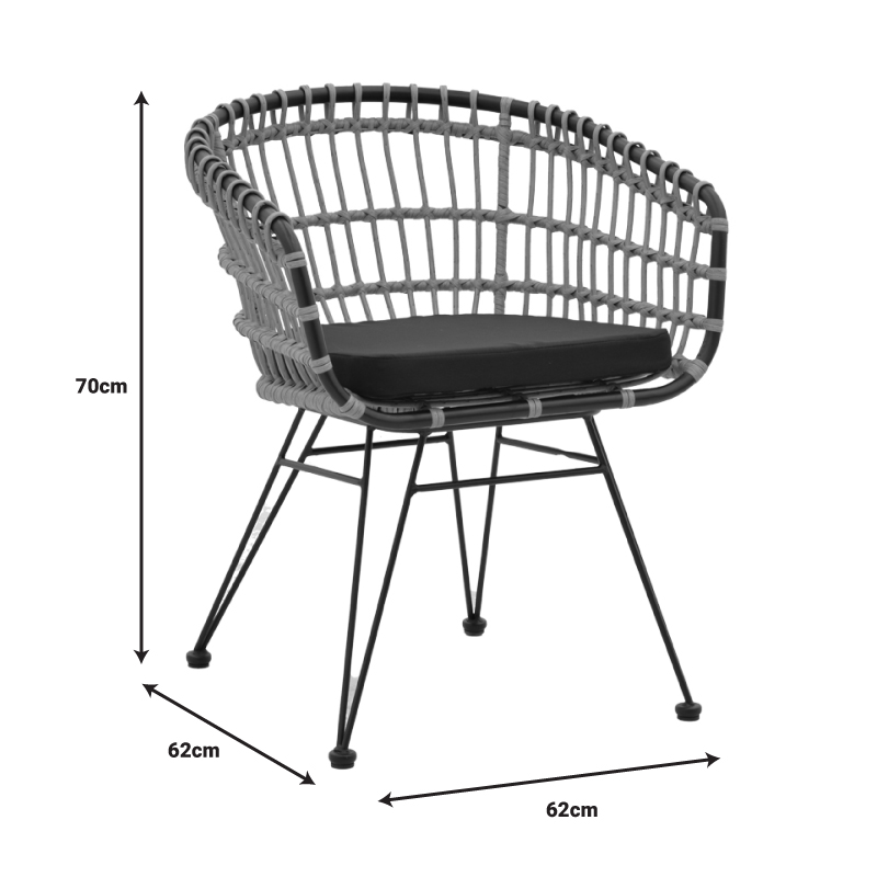 Τραπεζαρία Kliton-Naoki A Σετ 3Τεμ Pakoworld Ανθρακί Αλουμίνιο Και Μέταλλο Σε Μαύρη Απόχρωση 80X80X74Εκ