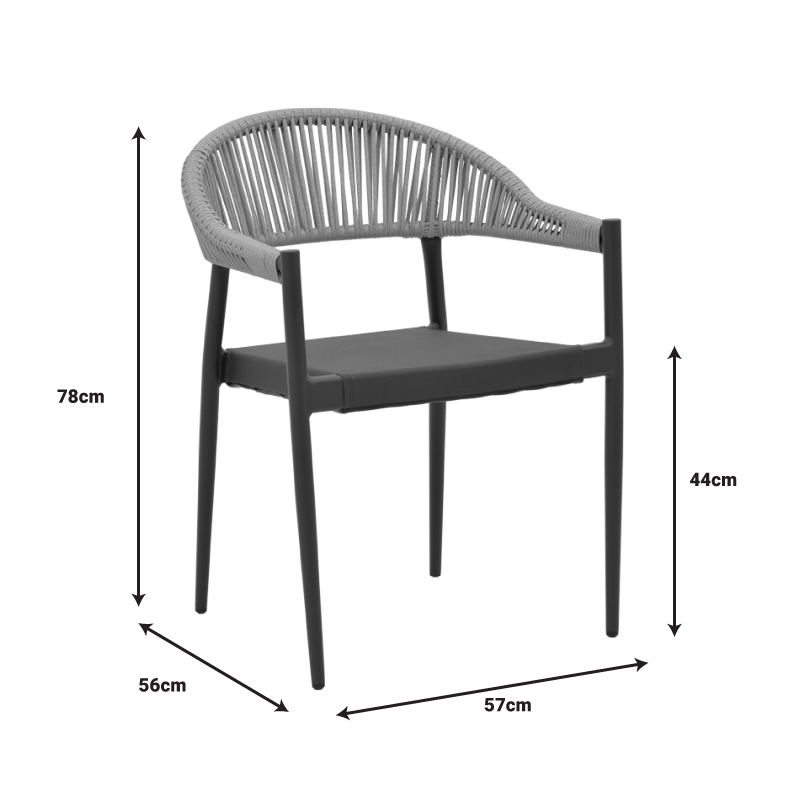 Τραπεζαρία Elation-Kliton B Σετ 7Τεμ Pakoworld Αλουμίνιο Σε Ανθρακί Απόχρωση 150X80X74Εκ