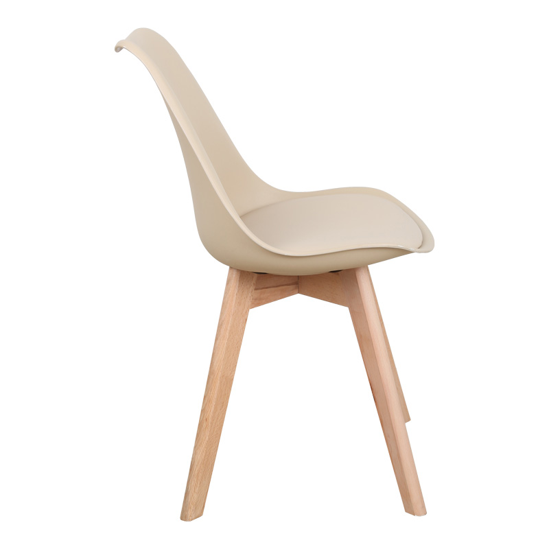 Τραπεζαρία Elijah-Gaston Pakoworld Σετ 3Τεμ Pp-Pu Σε Taupe-Λευκή Απόχρωση Με Φυσικό Πόδι Φ60X74Εκ