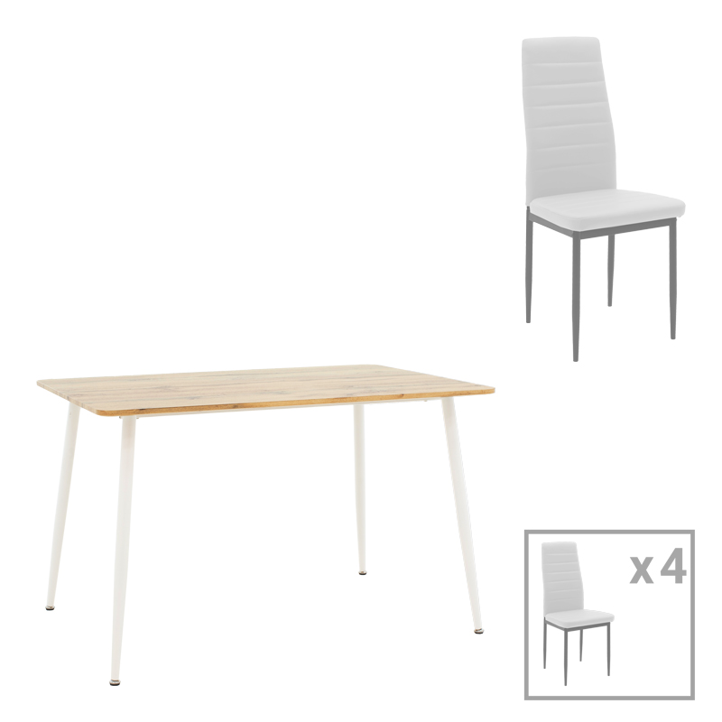 Τραπεζαρία Cuba-Parker Pakoworld Σετ 5Τεμ Sonoma-Λευκό 120X80X75Εκ Τραπεζαρία Cuba-Parker Pakoworld Σετ 5Τεμ Sonoma-Λευκό 120X80X75Εκ