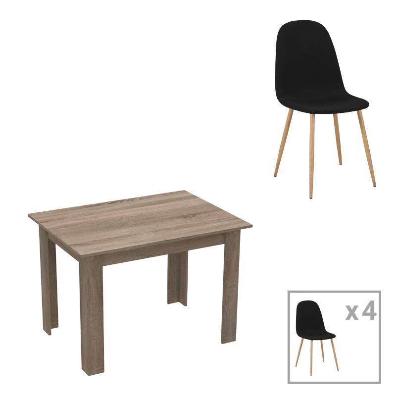 Τραπεζαρία Manka-Bella Pakoworld Σετ 5Τεμ Σε Sonoma Truffle Απόχρωση 110X80X70Εκ