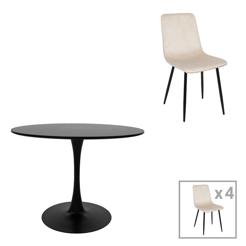 Τραπεζαρία Balou-Grato Pakoworld Σετ 5Τεμ Μπεζ Φ120X73Εκ