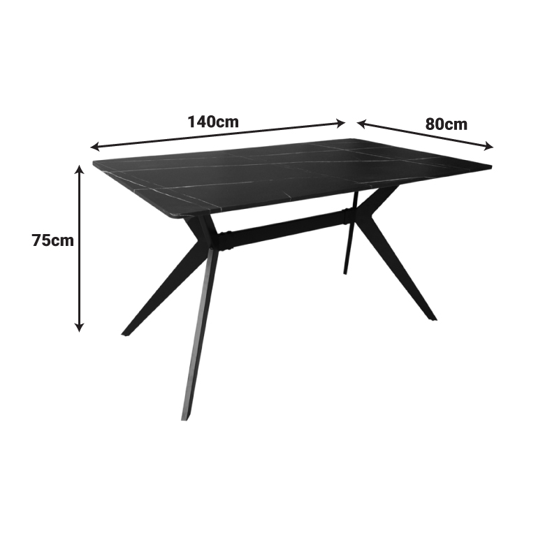 Τραπεζαρία Με Καρέκλες Masebo Λευκό Και Τραπέζι Ezali Μαύρο 140X80X75Εκ Σετ 5Τεμ