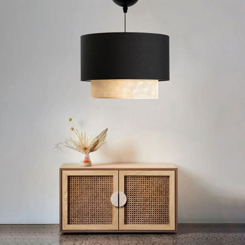 Φωτιστικό Οροφής Fersa Pakoworld Μαύρο-Φυσικό Φ30X20Εκ