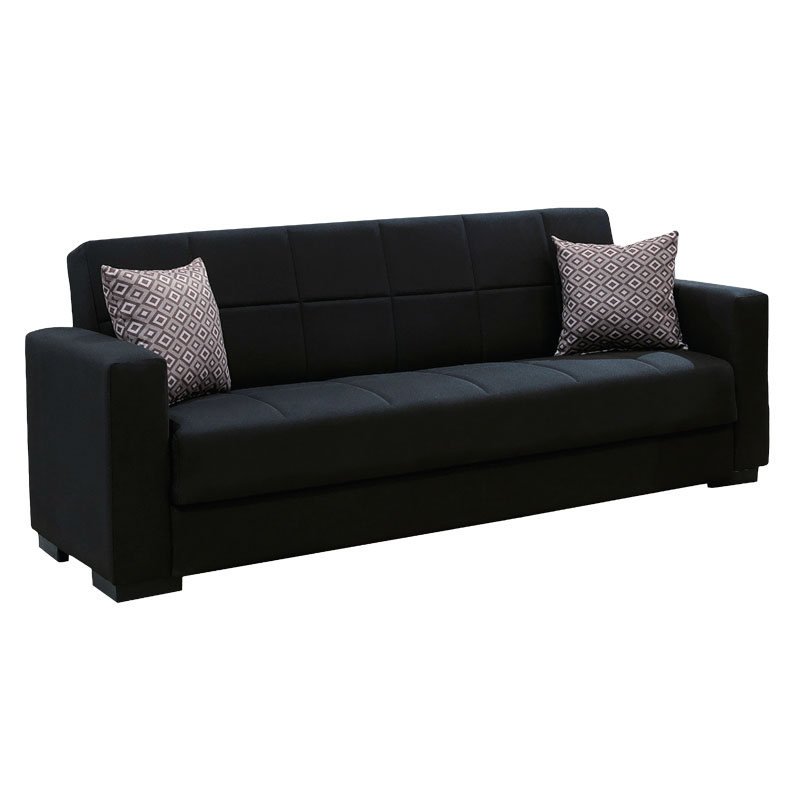Kαναπές Κρεβάτι Vox Pakoworld 3Θέσιος Ύφασμα Μαύρο 212X77X80Εκ