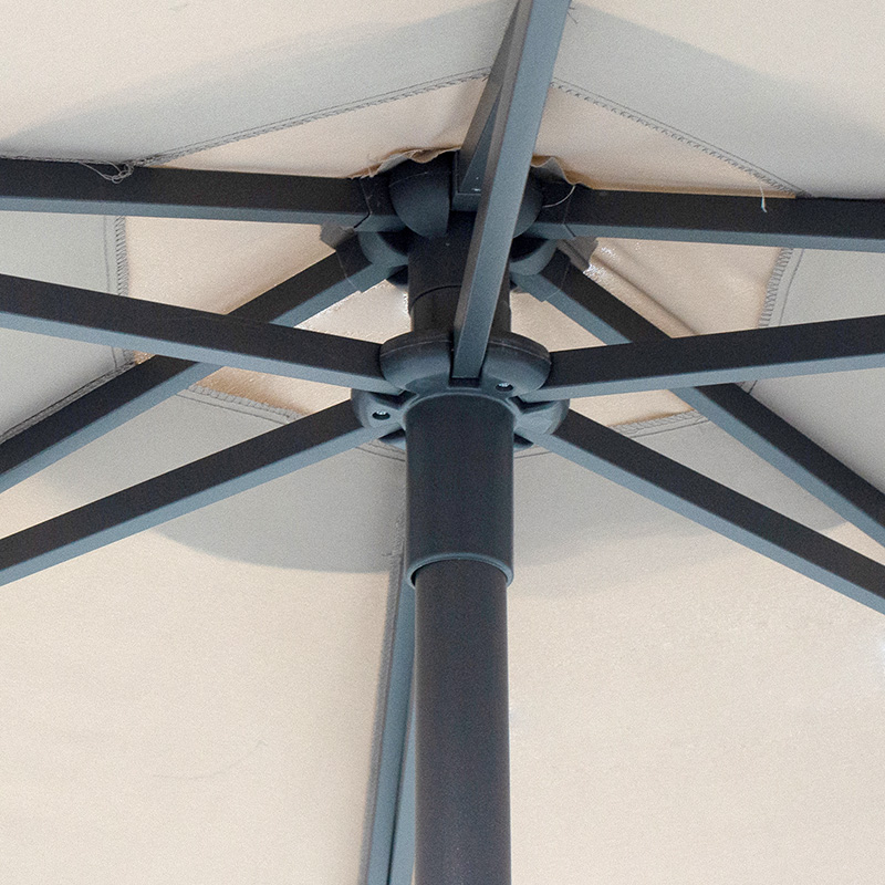 Ομπρέλα Επαγγελματική Mongo Pakoworld Μονοκόμματος Ιστός Μέταλλο Φ2.3M Μπεζ-Ανθρακί