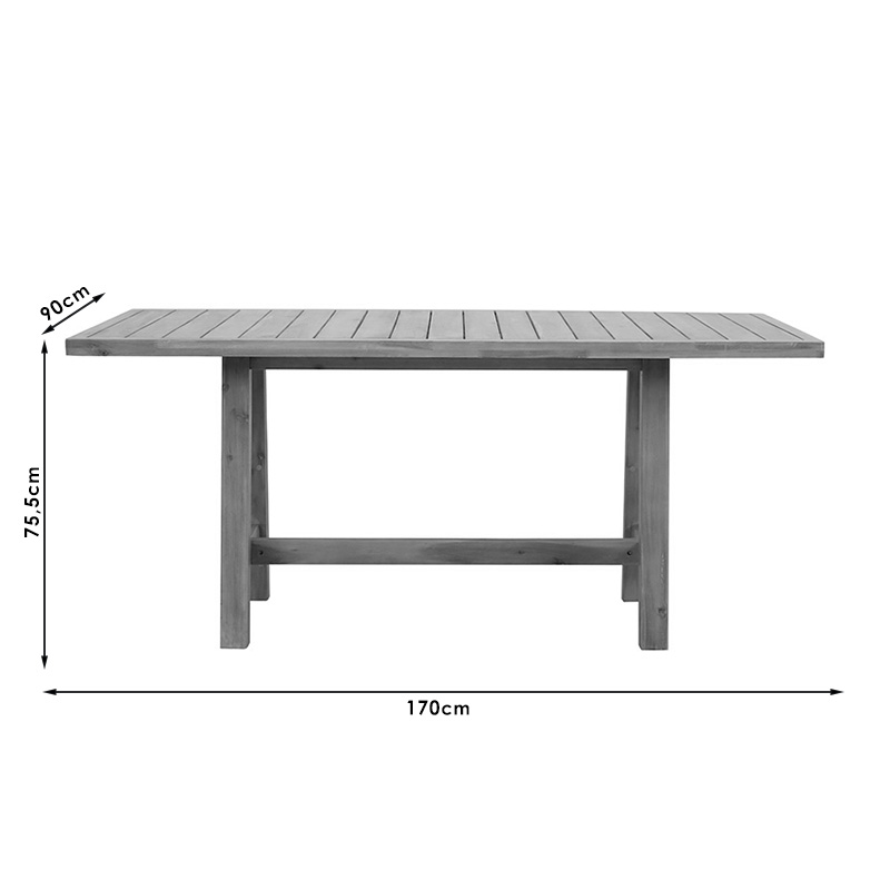 Τραπέζι Malibu Pakoworld Φυσικό Ξύλο Ακακία 170X90X75.5Εκ