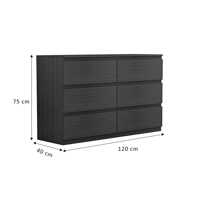 Συρταριέρα Cindy Pakoworld 6 Συρταριών Wenge 120X40X75Εκ