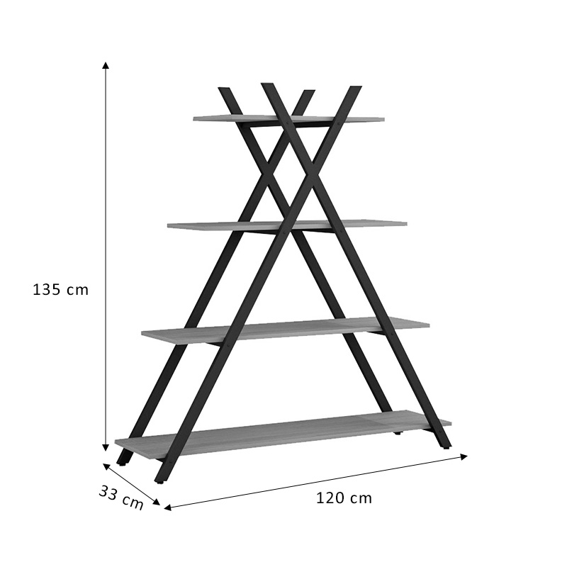 Βιβλιοθήκη Tree Pakoworld Μαύρο-Φυσικό 120X33X135Εκ