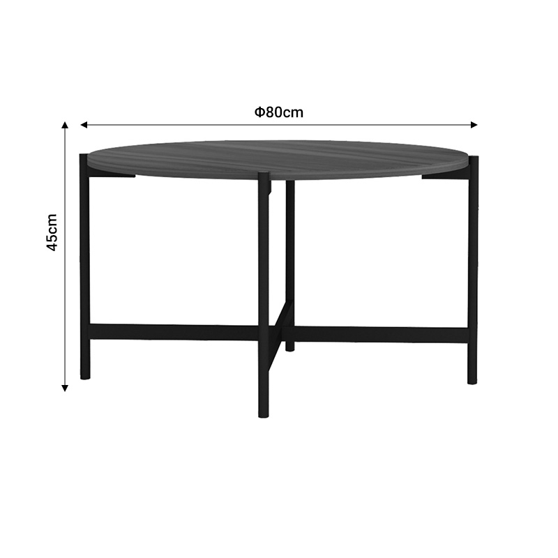 Τραπεζάκι Σαλονιού Aisle Pakoworld Μελαμίνης Καρυδί-Μαύρο Φ80X45Εκ