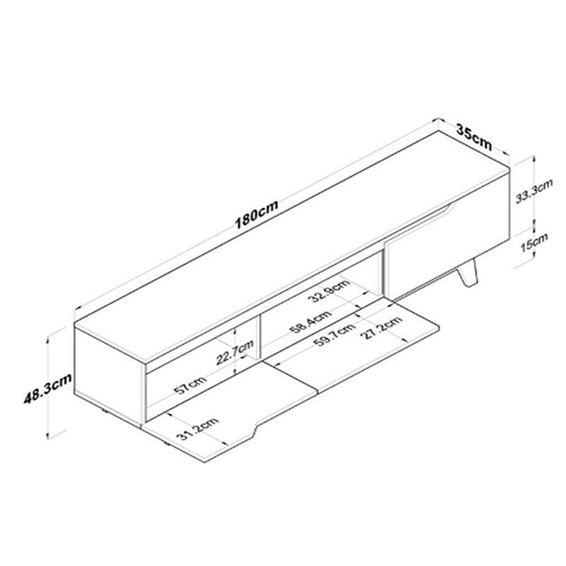 Έπιπλο Τηλεόρασης Kasandra Pakoworld Μπεζ Μαρμάρου-Sonoma 180X35X48.5Εκ