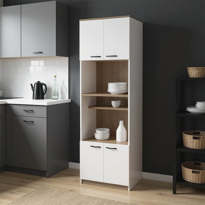 Ντουλάπα Κουζίνας Rowan Pakoworld Σε Λευκή-Sonoma Απόχρωση 60X42X182Εκ