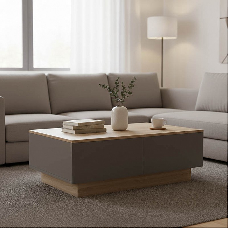 Τραπέζι Σαλονιού Winey Pakoworld Σε Sonoma-Ανθρακί Απόχρωση 90X60X31.5Εκ