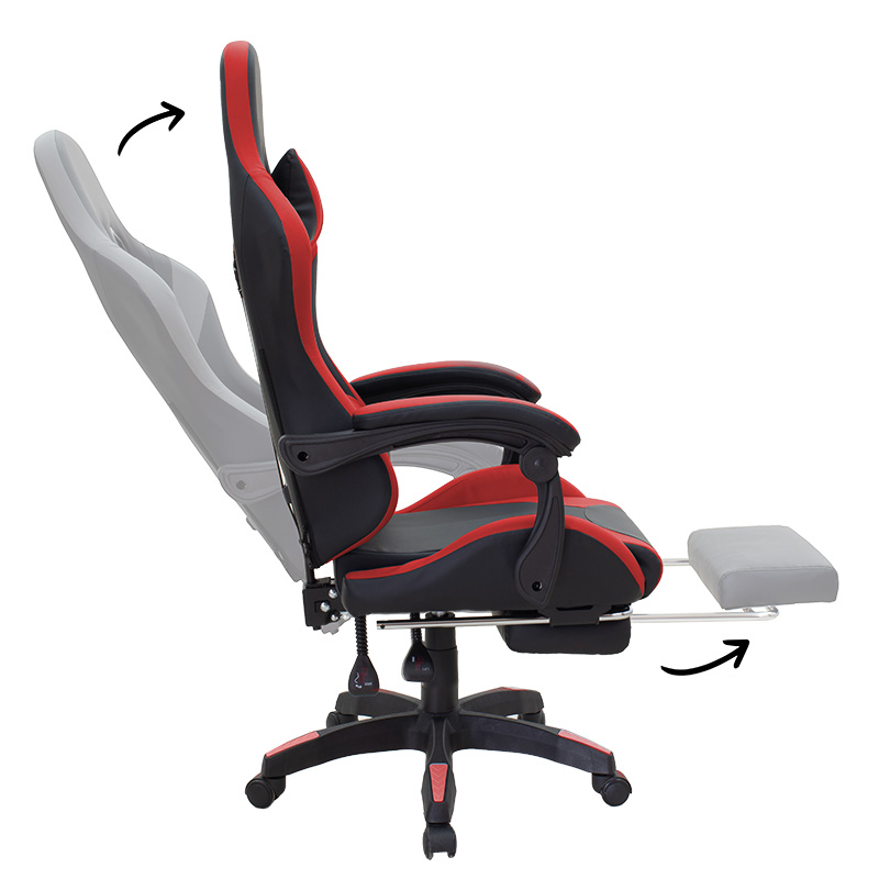 Καρέκλα Γραφείου Gaming Με Υποπόδιο Moza Pakoworld Pu Μαύρο-Κόκκινο Καρέκλα Γραφείου Gaming Με Υποπόδιο Moza Pakoworld Pu Μαύρο-Κόκκινο
