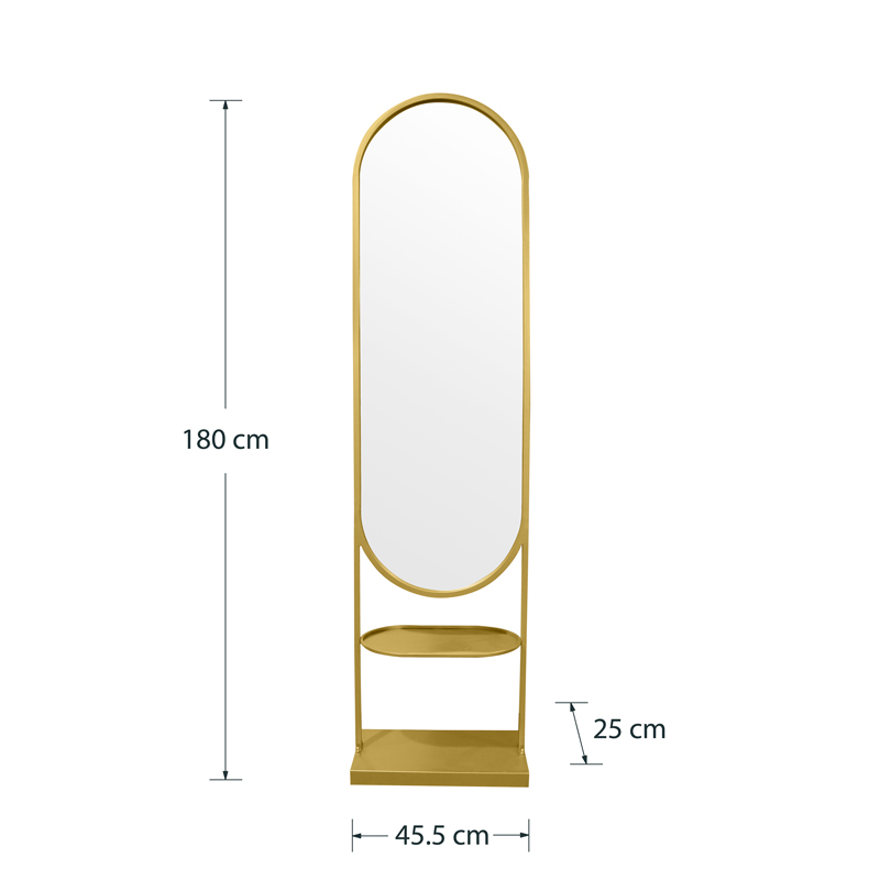 Καθρέπτης Anelsa Pakoworld Χρυσό 45.5X25X180Εκ