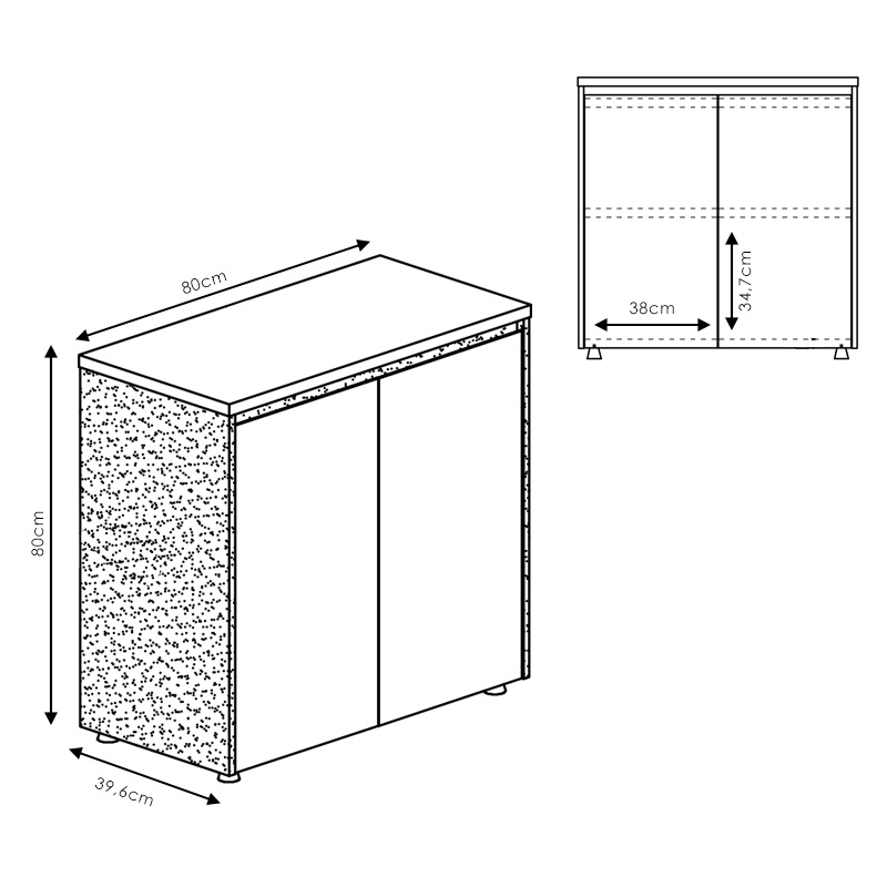 Ντουλάπια Γραφείου Χαμηλά Επαγγελματικά Oscar Pakoworld Καρυδί-Ανθρακί 200X40X80Εκ