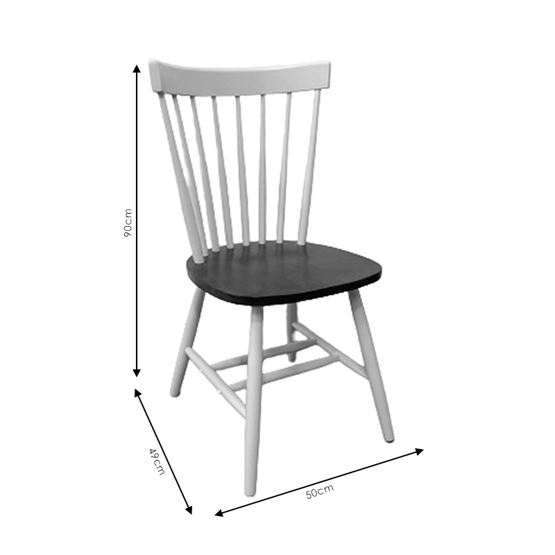 Καρέκλα Larus Pakoworld Φυσικό Ξύλo Rubberwood Ανθρακί-Λευκό 50X49X90Εκ.