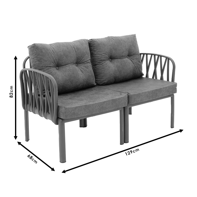 Σαλόνι Intricate Pakoworld Σετ 4Τμχ Pp Ανθρακί-Ύφασμα Ανθρακί Antique