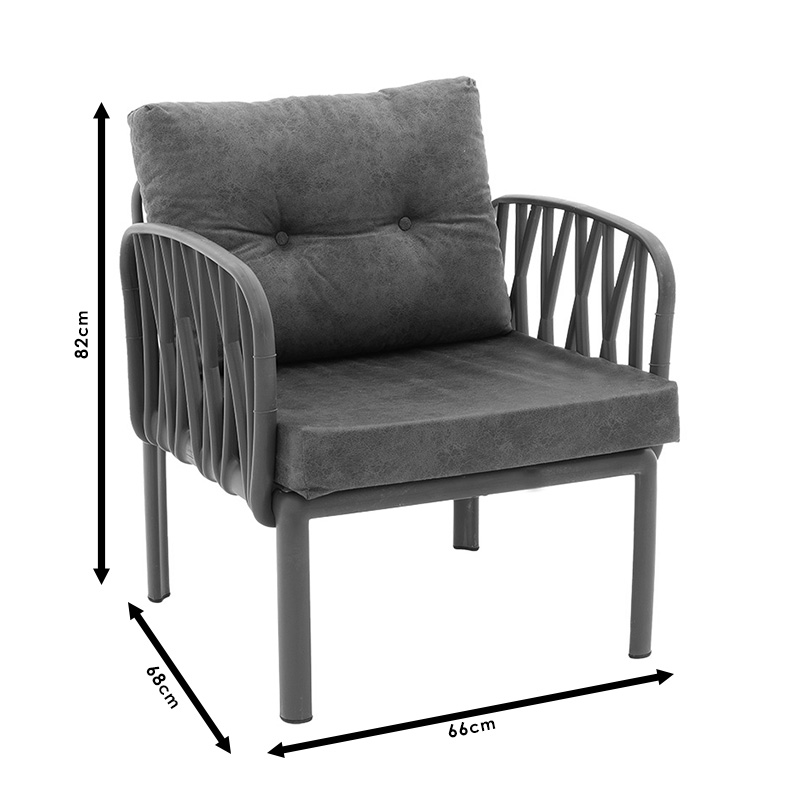 Σαλόνι Intricate Pakoworld Σετ 4Τμχ Pp Ανθρακί-Ύφασμα Ανθρακί Antique