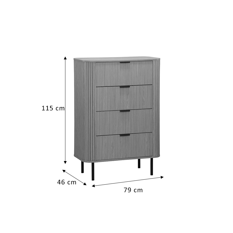 Συρταριέρα Scandi Pakoworld Με 4 Συρτάρια Φυσικό 79X46X115Εκ