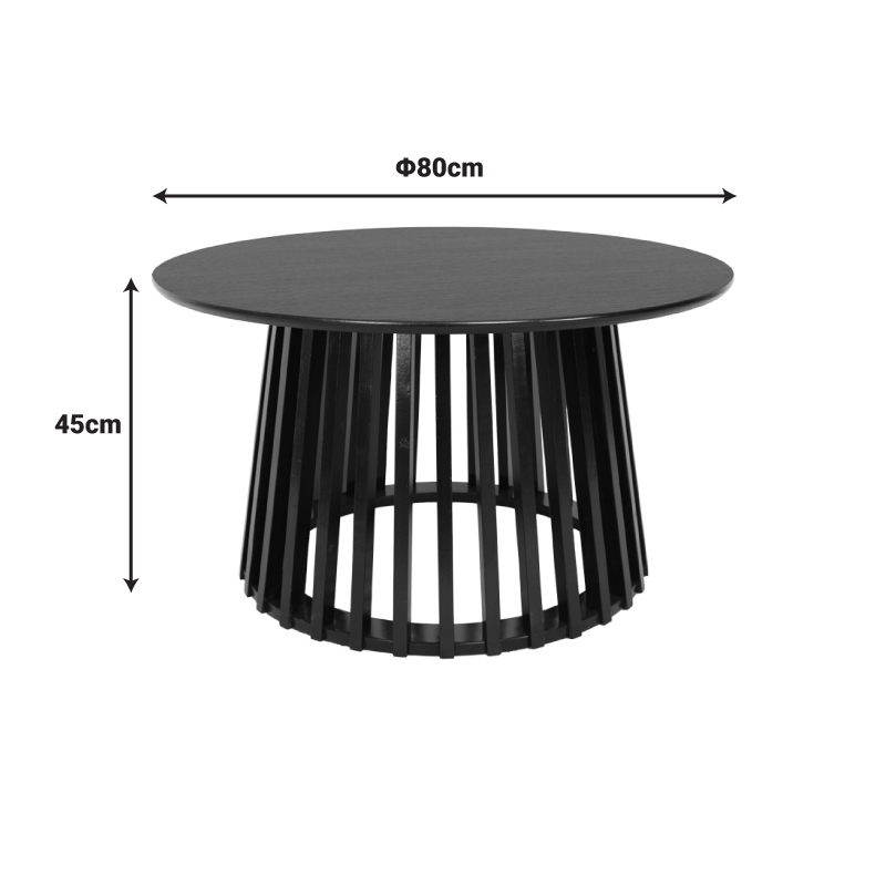 Τραπέζι Σαλονιού Domonic Pakoworld Mdf Σε Μαύρη Απόχρωση Φ80X45Εκ