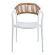 Πολυθρόνα Ankara Pakoworld Στοιβαζόμενη Pp-Pe Rattan Σε Λευκή-Φυσική Απόχρωση 54X55.5X77Εκ