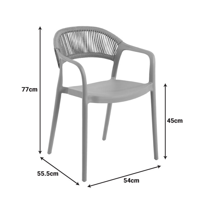 Πολυθρόνα Ankara Pakoworld Στοιβαζόμενη Pp-Pe Rattan Σε Μαύρη-Φυσική Απόχρωση 54X55.5X77Εκ