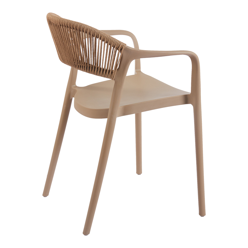 Πολυθρόνα Ankara Pakoworld Στοιβαζόμενη Pp-Pe Rattan Σε Μόκα-Φυσική Απόχρωση 54X55.5X77Εκ