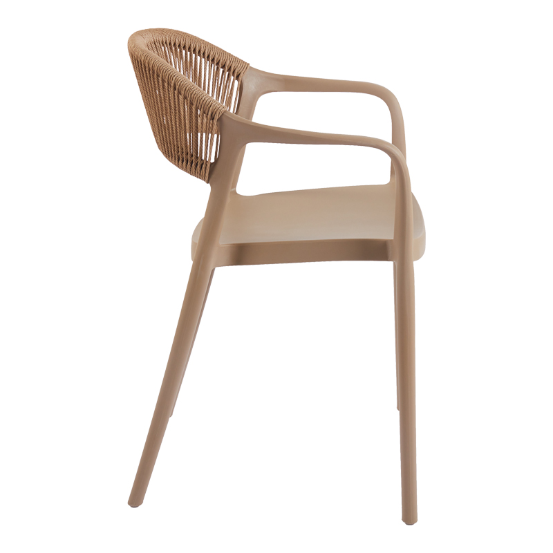Πολυθρόνα Ankara Pakoworld Στοιβαζόμενη Pp-Pe Rattan Σε Μόκα-Φυσική Απόχρωση 54X55.5X77Εκ