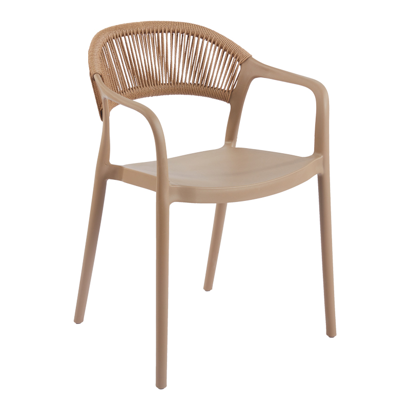 Πολυθρόνα Ankara Pakoworld Στοιβαζόμενη Pp-Pe Rattan Σε Μόκα-Φυσική Απόχρωση 54X55.5X77Εκ